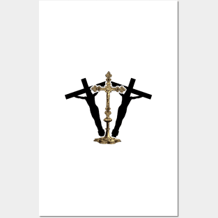 Christ crucified christian catholics in mass eucharist Posters and Art